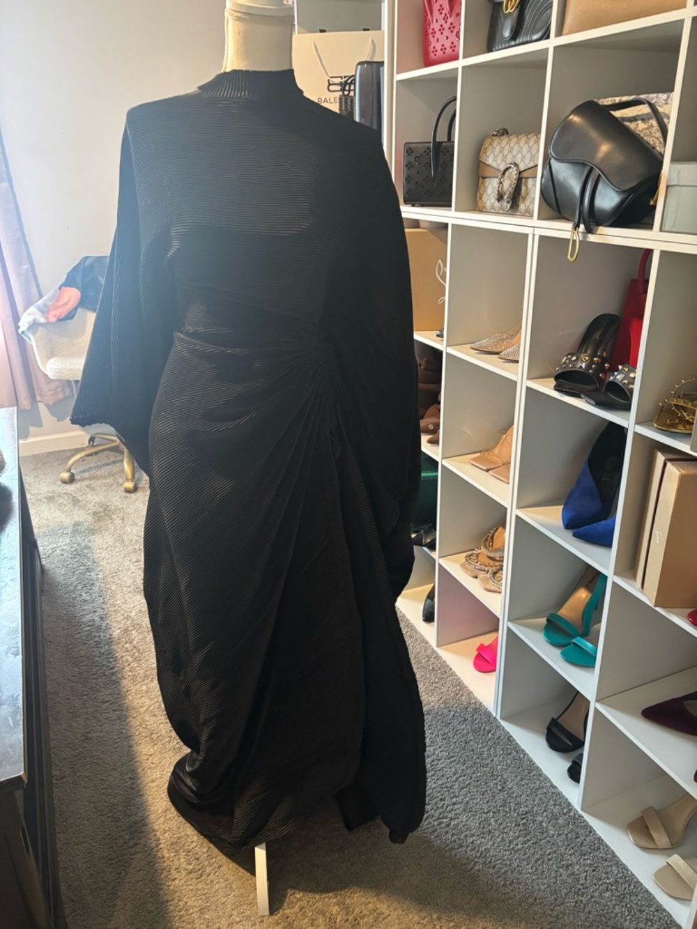 Elegant Black Draped Women’s Dress - Picture 4 of 12
